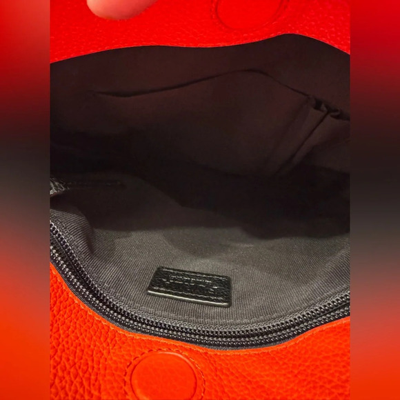 Furla Pebbled Leather Crossbody Bag - Red Orange & Black Unisex - Picture 10 of 16